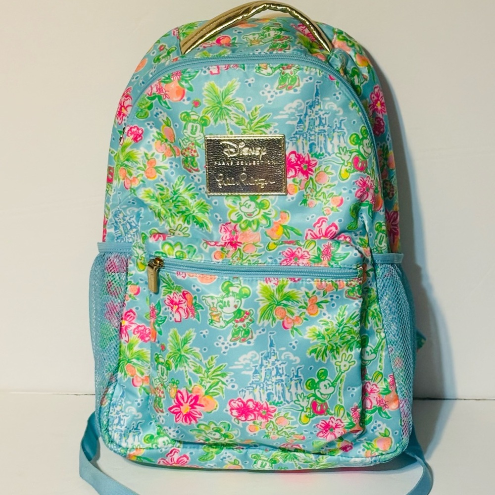 Disney Light Blue Floral Minnie & Mickey Kids Backpack